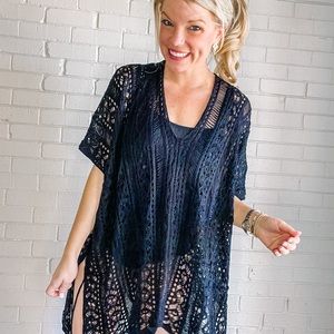 Black crochet swimsuit coverup